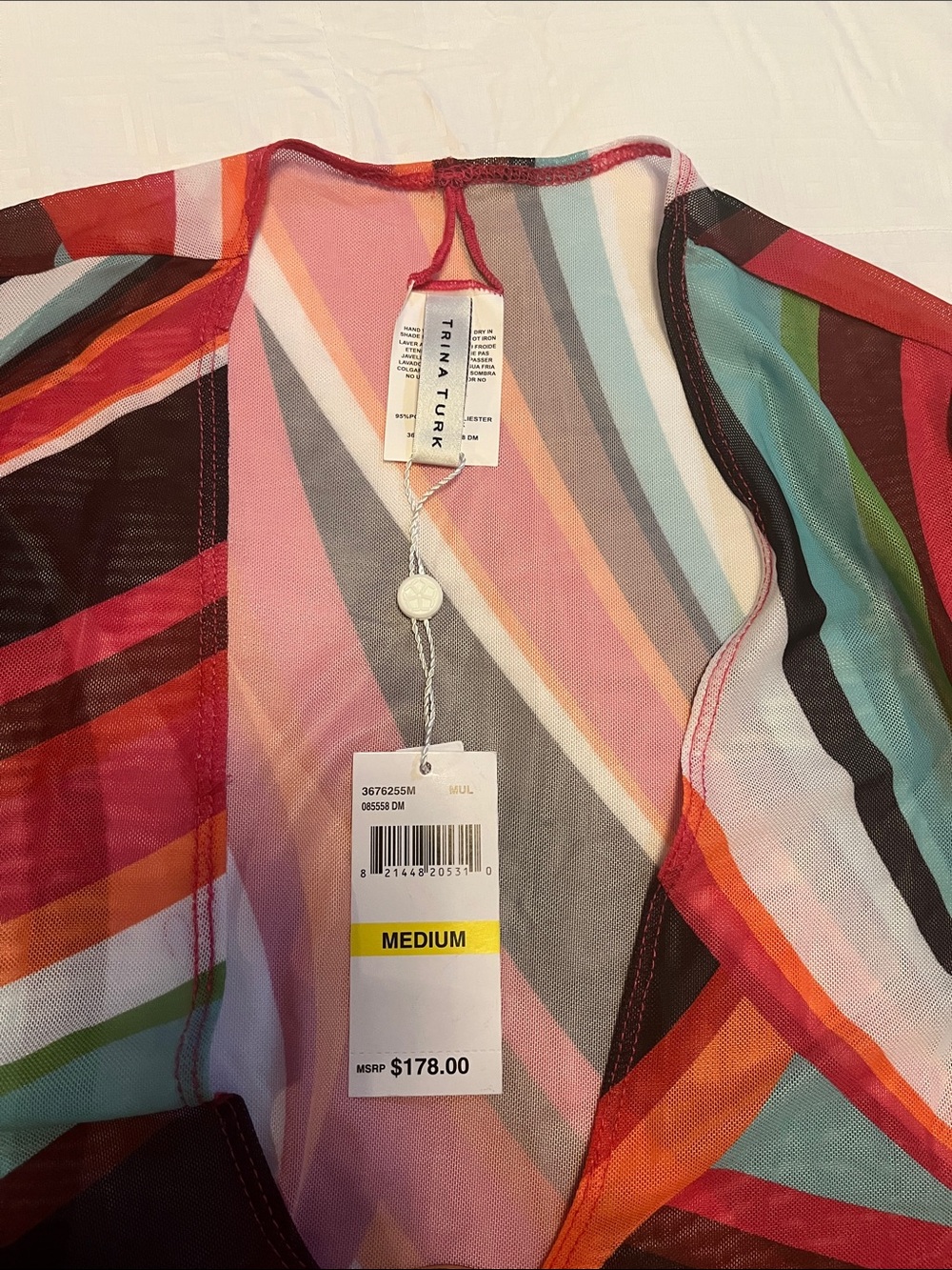 Trina Turk Multicolor Swirl, Long-Bell Sleeve, A-Line Swimsuit Cover-up - Picture 2 of 4